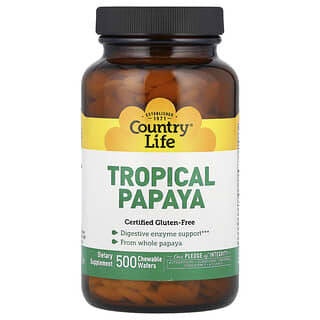 Country Life, тропическая папайя, 500 жевательных таблеток