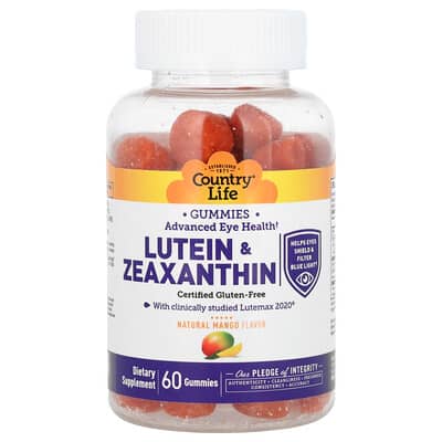 Country Life, Lutein & Zeaxanthin Gummies, Natural Mango Flavor, 60 Gummies