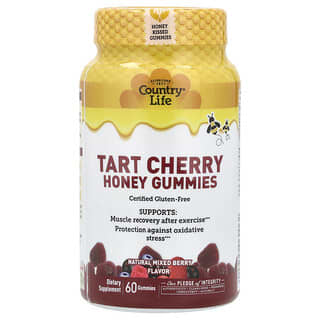 Country Life, Tart Cherry Honey Gummies, Natural Mixed Berry, 60 Gummies