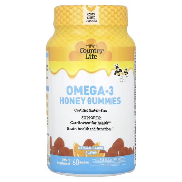 Country Life, Omega-3 蜂蜜軟糖，天然橙味，60 粒軟糖