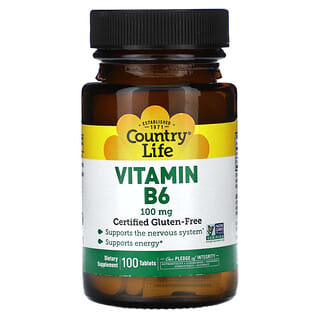 Country Life, Vitamine B6, 100 mg, 100 comprimés