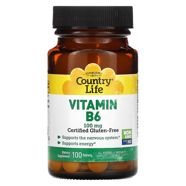 Country Life, Vitamina B6, 100 mg, 100 comprimidos
