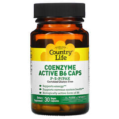 كونتري لايف‏, Coenzyme Active B6 Caps، P-5-P/PAK، 30 كبسولة نباتية