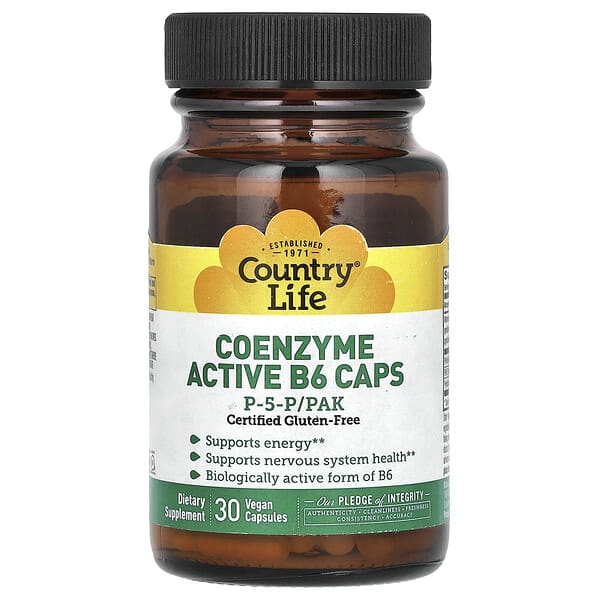 Coenzyme Active B6 Caps, P-5-P/PAK, 30 Vegan Capsules