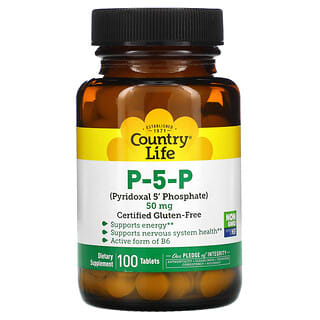 Country Life, P-5-P (Fosfato de Piridoxal 5 '), 50 mg, 100 Comprimidos