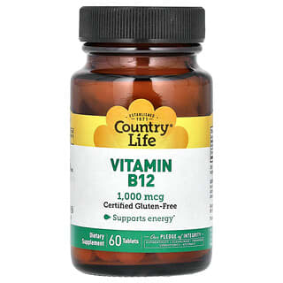 Country Life, витамин В12, 1000 мкг, 60 таблеток