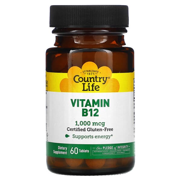 Country Life, Vitamin B12, 1000 mcg, 60 Tablets