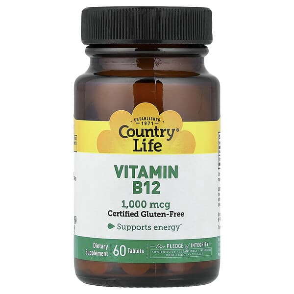 Country Life, Vitamin B12, 1,000 mcg, 60 Tablets — product photo 1