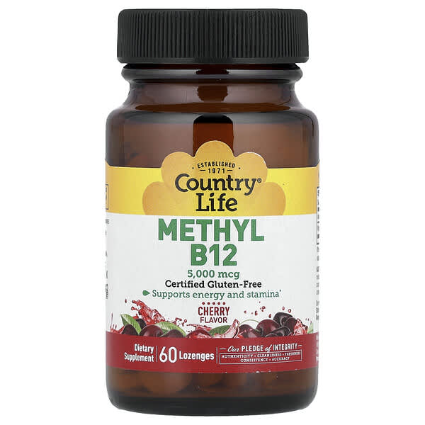 Country Life Methyl B12, Cherry, 5,000 mcg, 60 Lozenges