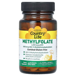 Country Life, Methylfolate, Orange, 1,333 mcg DFE, 60 Chewable Tablets