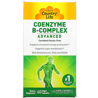 Country Life, Coenzyme B-Complex, Advanced, hochentwickeltes Coenzym-B-Komplex, 60 vegane Kapseln
