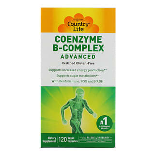 Country Life, Coenzyme B-Complex, Advanced, hochentwickeltes Coenzym-B-Komplex, 120 vegane Kapseln