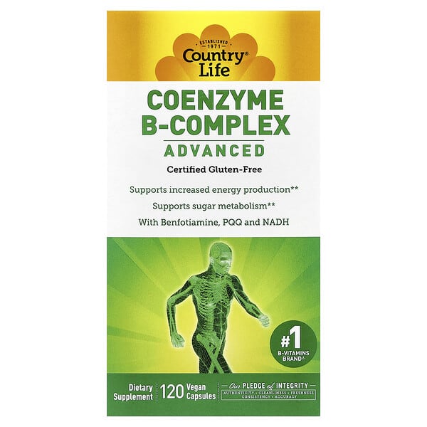 Country Life Coenzyme B-Complex, Advanced, 120 Vegan Capsules
