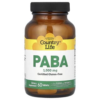 Country Life, PABA, 1,000 mg, 60 Tablets