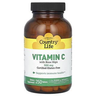 Country Life, витамин C с шиповником, 500 мг, 250 таблеток