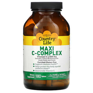 Country Life, Maxi C-Complex, 1000 mg, 180 comprimidos
