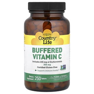 Country Life, буферизованный витамин C, 500 мг, 250 таблеток