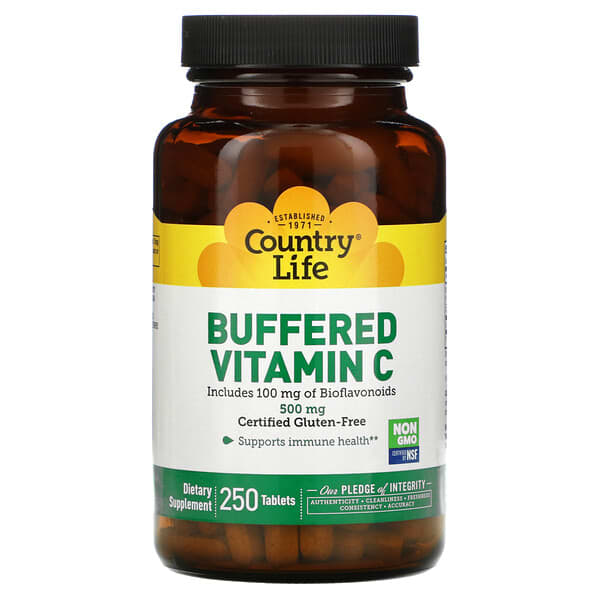 Country Life, буферизованный витамин C, 500 мг, 250 таблеток