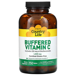 Country Life, буферизованный витамин C, 1000 мг, 250 таблеток