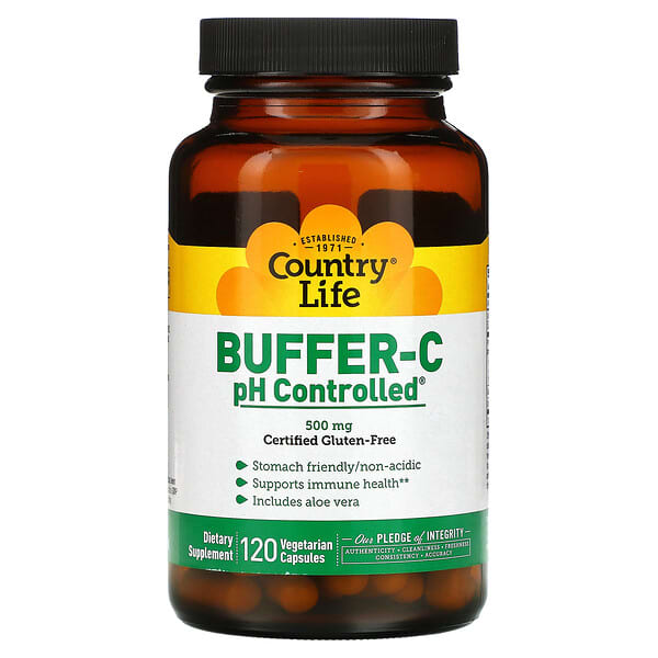 Country Life, Buffer-C pH Controlled, 500 mg, 120 cápsulas vegetales