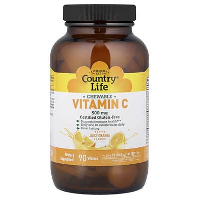 Country Life, Vitamin C Chewable Tablets, Juicy Orange, 90 Tablets