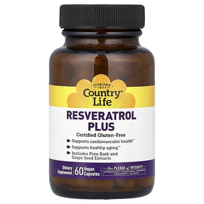 Country Life, Resveratrol Plus, 60 Vegan Capsules