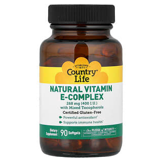 Country Life, Natural Vitamin E-Complex with Mixed Tocopherols, 268 mg (400 IU), 90 Softgels