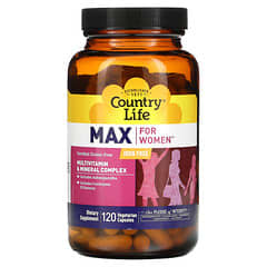 Country Life, Max for Women（マックス女性用）、マルチビタミン＆ミネラルコンプレックス、鉄分不使用、ベジカプセル120粒
