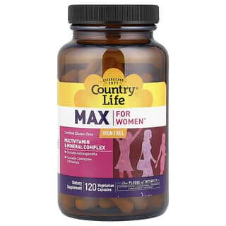 Country Life, Max for Women, Multivitamin- und Mineralstoffkomplex, eisenfrei, 120 vegetarische Kapseln