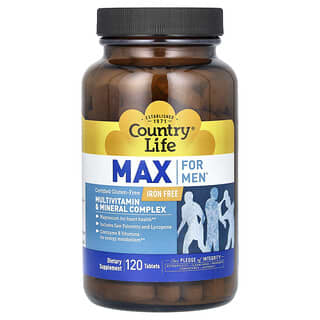 Country Life, Max fⁿr MΣnner, Multivitamin & Mineral-Komplex, ohne Eisen, 120 Tabletten