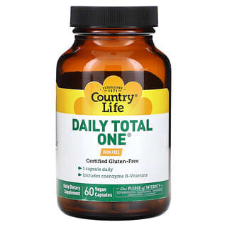 Country Life, Daily Total One, Sans fer, 60 capsules vegan