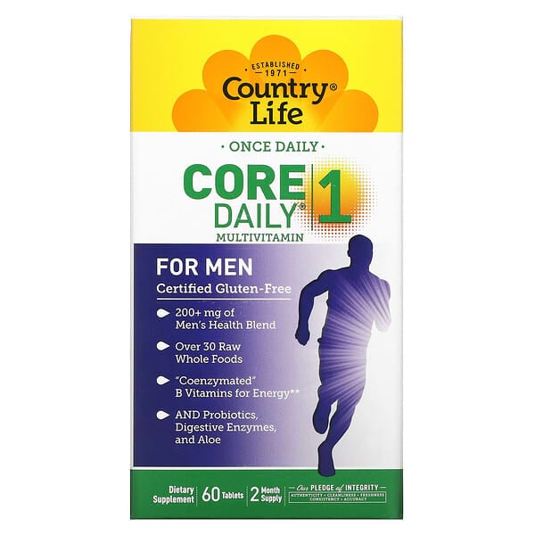 Country Life, Core Daily-1 Multivitamines, Hommes, 60 comprimés