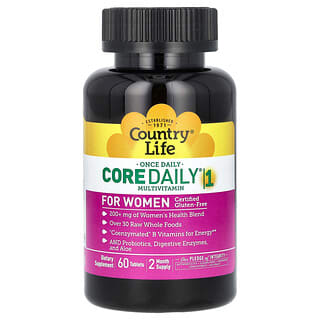 Country Life, Multivitamínico Core Daily-1 para mujeres, 60 comprimidos