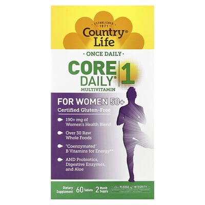 Country Life, Core Daily® 50+ 1 Daily Multivitamin for Women, 60 Tablets