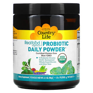 Country Life, Realfood Organics（リアルフードオーガニクス）、Probiotic Daily Powder（プロバイオティクスデイリーパウダー）、90g（3.1オンス）