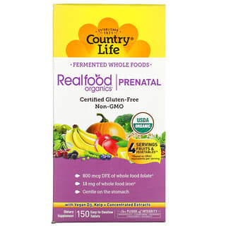 Country Life, Realfood Organics, Prenatal, 150 comprimidos fáciles de ingerir