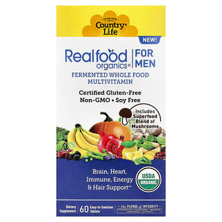 Country Life, Realfood Organics, Multivitamin For Men, 60 Easy-to-Swallow Tablets