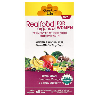 Country Life, Realfood Organics, Multivitamin for Women, 60 Easy-to-Swallow Tablets