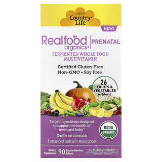 Country Life, Realfood Organics®, Suplemento prenatal, 90 comprimidos fáciles de ingerir