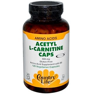 Country Life, Acetyl L-Carnitine Caps, 500 mg, 120 Veggie Caps