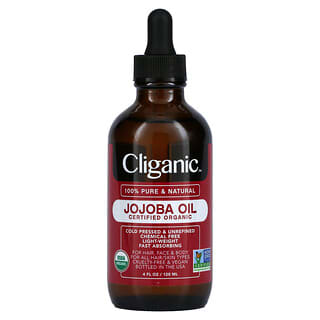 Cliganic, 100% Pure & Natural, Jojoba Oil, 4 fl oz (120 ml)