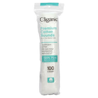 Cliganic, Premium Cotton Rounds, 100 Count