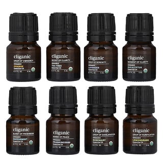 Cliganic, The Iconics, Essential Oil Aromatherapy Set, 8 Piece Set, 0.17 fl oz (5 ml) Each