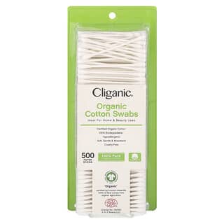 Cliganic, Hisopos de algodón orgánico, 500 palitos de papel