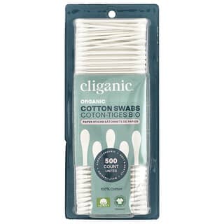 Cliganic, Hisopos de algodón orgánico, 500 palitos de papel