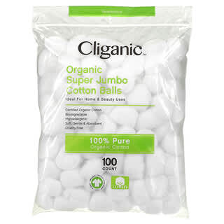 Cliganic, Organic Super Jumbo Cotton Balls, 100 Count