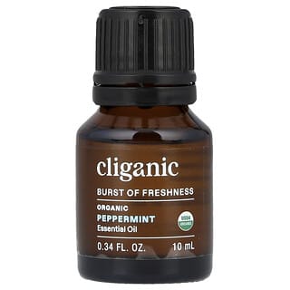 Cliganic, Organic Essential Oil, ätherisches Bio-Öl, Pfefferminze, 10 ml (0,34 fl. oz.)