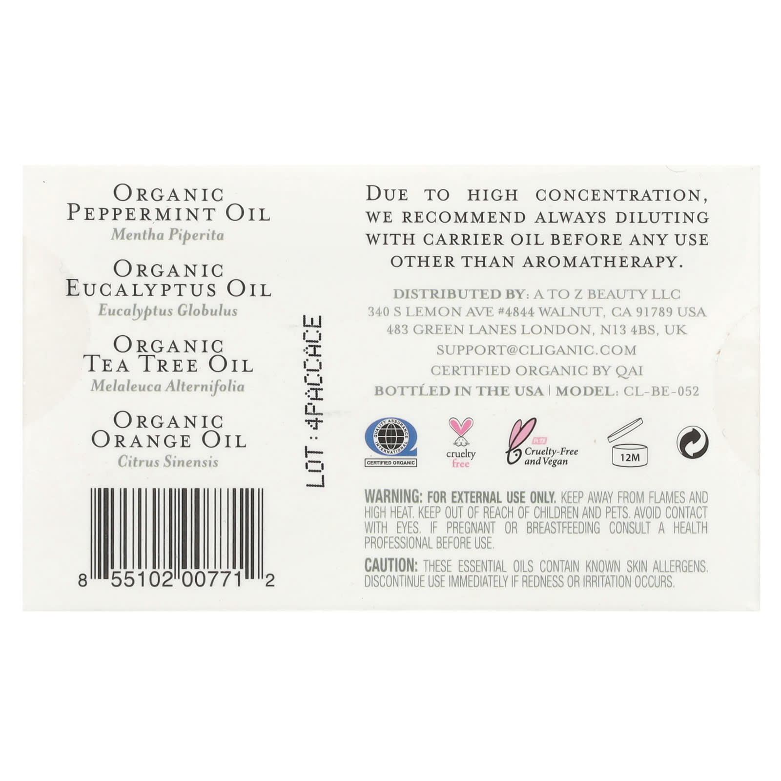 Cliganic, 100 Pure and Natural Essential Oils, Aromatherapy Set, 4