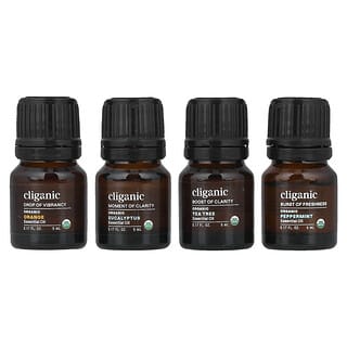 Cliganic, The Basics, 100% Pure Essential Oil Aromatherapy Set, 4 Piece Set