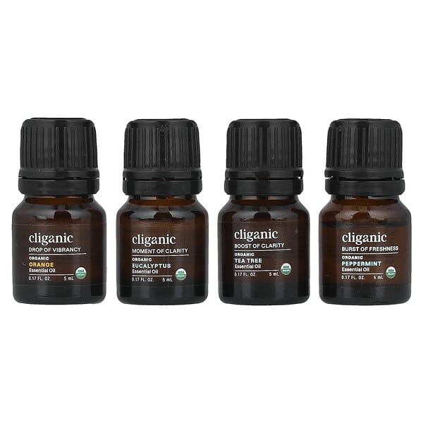 Cliganic, 베이직, 에센셜 오일 아로마테라피 세트, 4종 세트